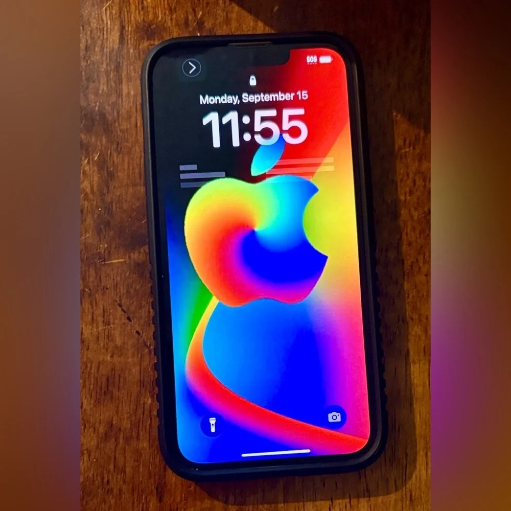 Apple iPhone with Black Protective Case